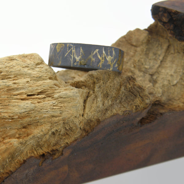 Gold Inlay Scars Comfort Fit Ring