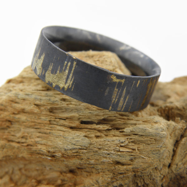 Gold Inlay Bumpy Road Comfort Fit Ring