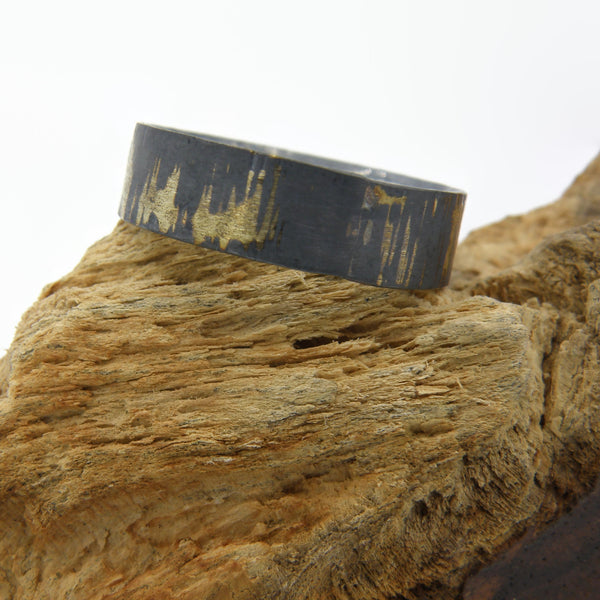 Gold Inlay Bumpy Road Comfort Fit Ring