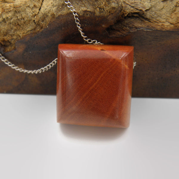 Pink Ivory Wood Square Necklace