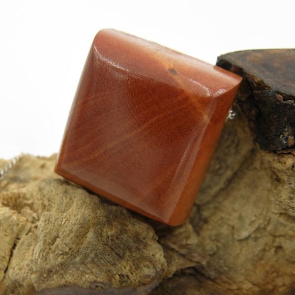 Pink Ivory Wood Square Necklace