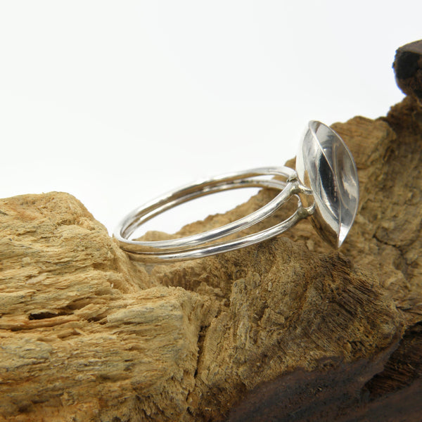 Sterling Silver Ring- Double Band Scoop Ring