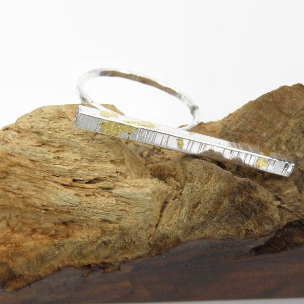 Grooved Keum-Boo Two Finger Ring