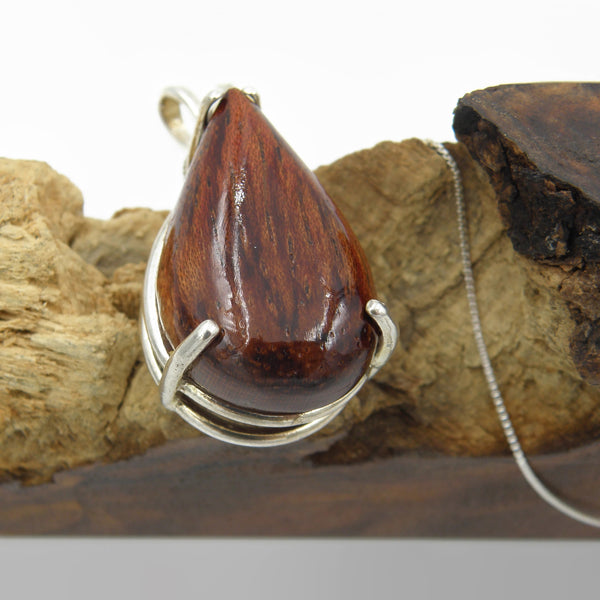 Rose Wood Teardrop Necklace