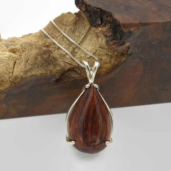 Rose Wood Teardrop Necklace