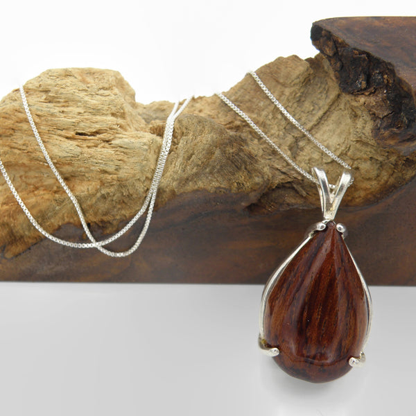 Rose Wood Teardrop Necklace