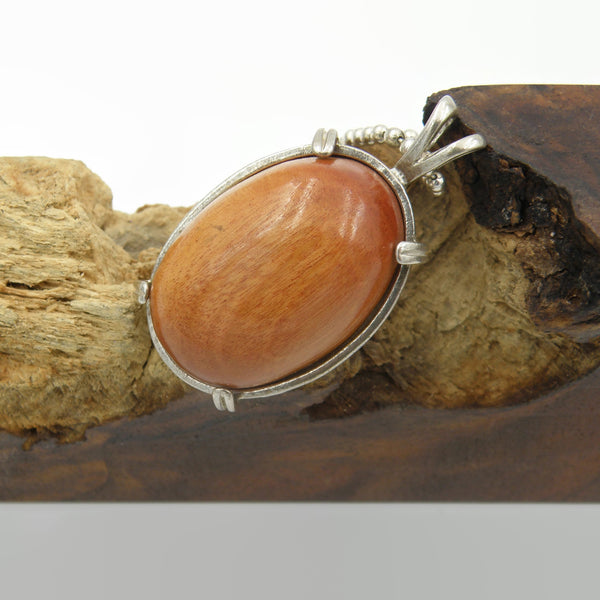 Pink Ivory Oval Wood Necklace