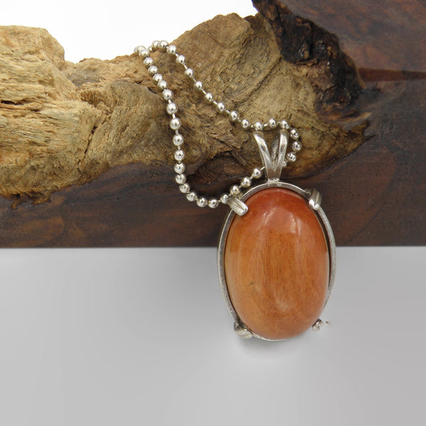 Pink Ivory Oval Wood Necklace