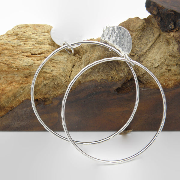 Hammered Disc Hoop Earrings
