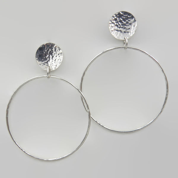 Hammered Disc Hoop Earrings