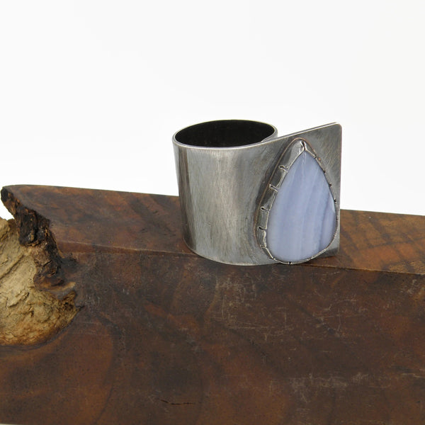 Blue Lace Agate Fold Over Ring