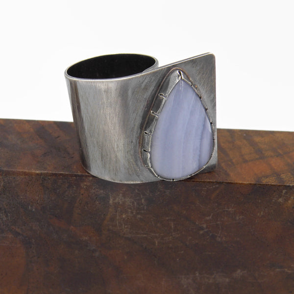 Blue Lace Agate Fold Over Ring