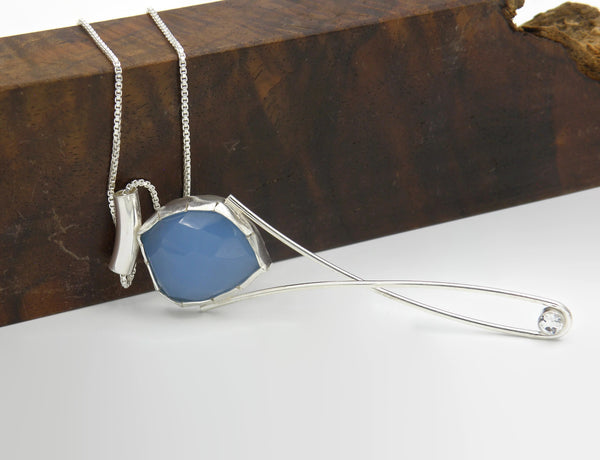Chalcedony Long Elegant Statement Necklace