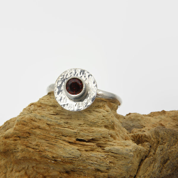 Silver and Garnet Fire Ring