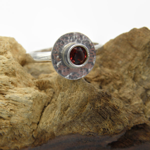 Silver and Garnet Fire Ring
