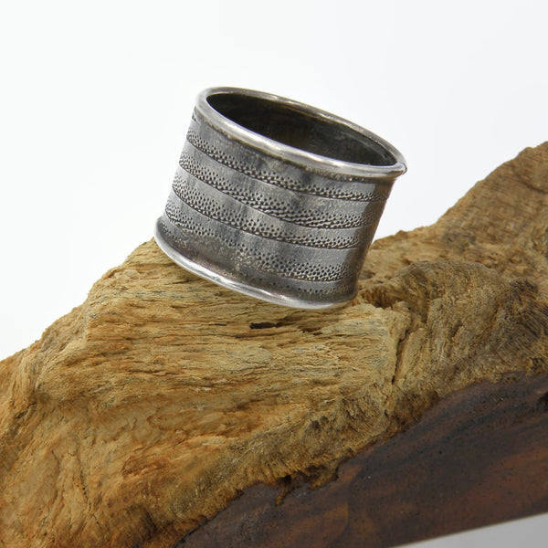 Wide Silver Band-Oxidized