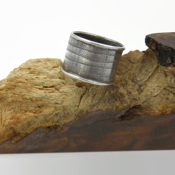 Wide Silver Band-Oxidized