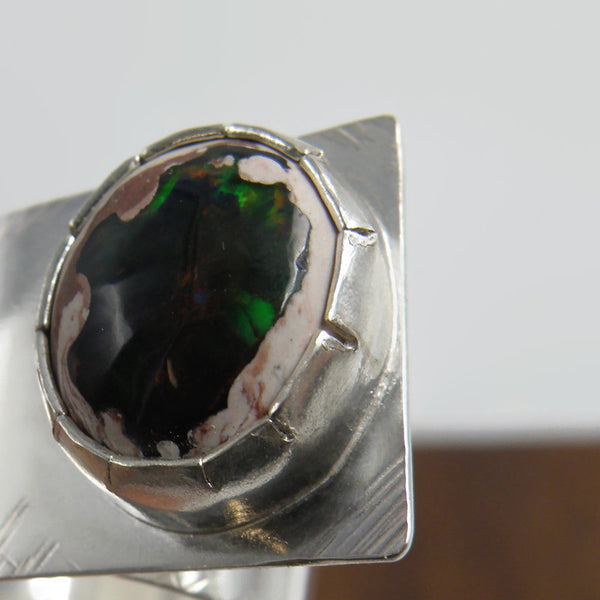 Cantera Opal Fold Over Ring Green and Purple