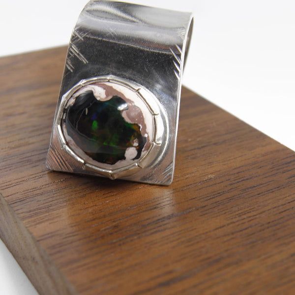 Cantera Opal Fold Over Ring Green and Purple