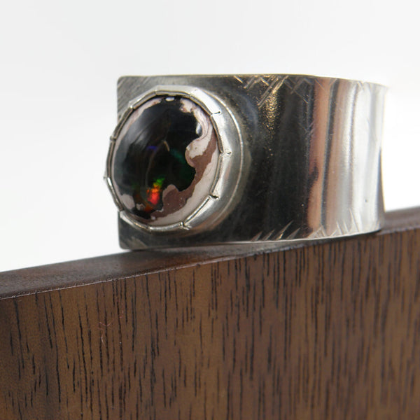 Cantera Opal Fold Over Ring Green and Purple
