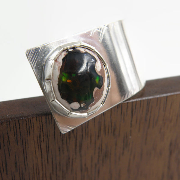 Cantera Opal Fold Over Ring Green and Purple