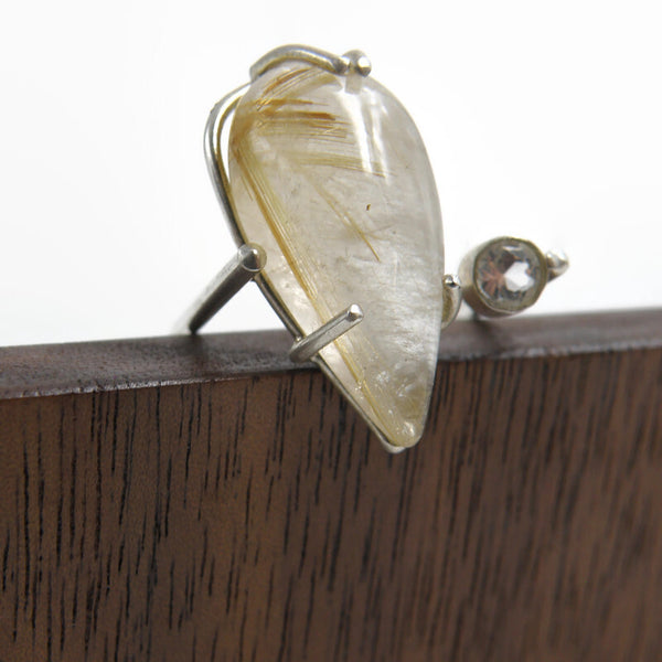 Adjustable Bypass Ring-Rutilated Quartz