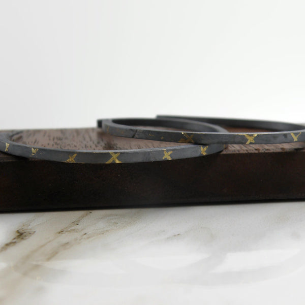 Gold Inlay Crossroads Large Hoops
