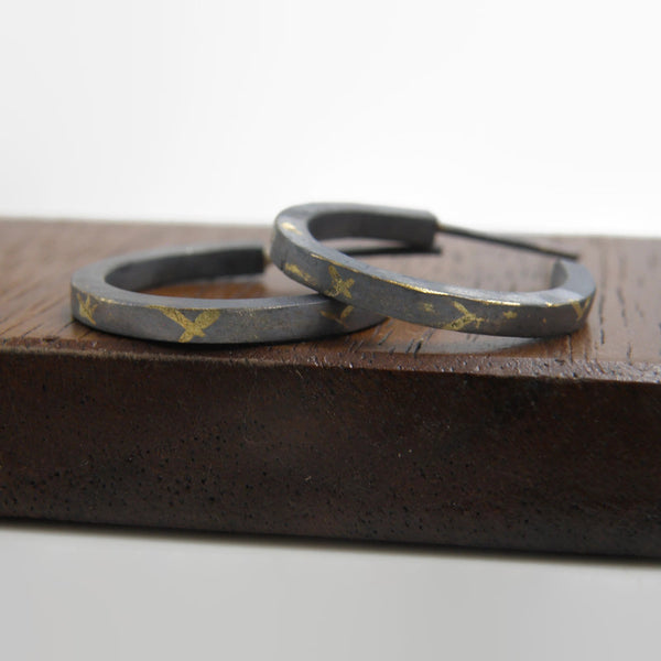 Gold Inlay Crossroads Small Hoops