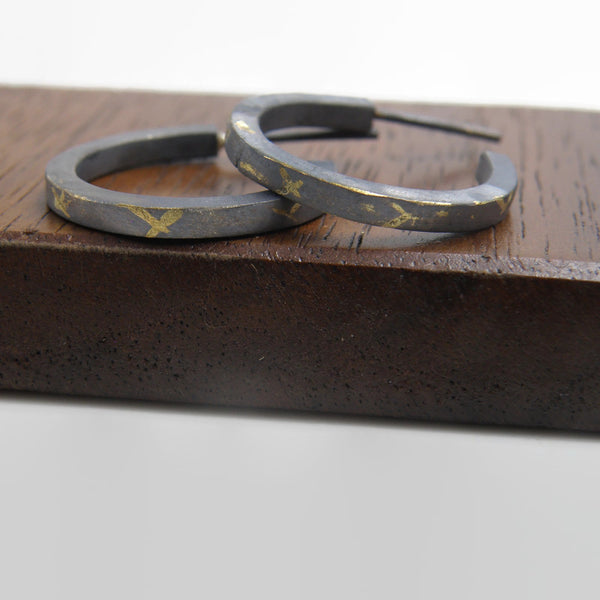 Gold Inlay Crossroads Small Hoops