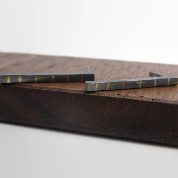 Gold Inlay Fulfillment Bar Earrings