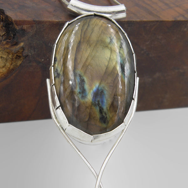 Labradorite Long Elegant Statement Necklace
