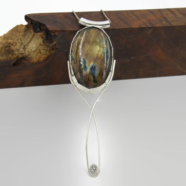 Labradorite Long Elegant Statement Necklace