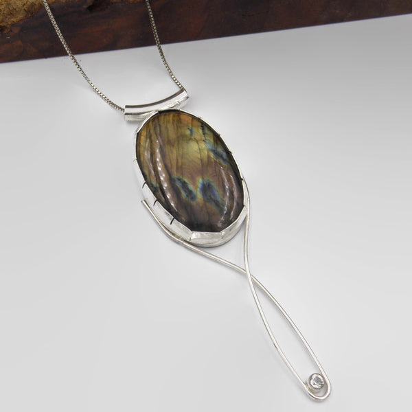 Labradorite Long Elegant Statement Necklace
