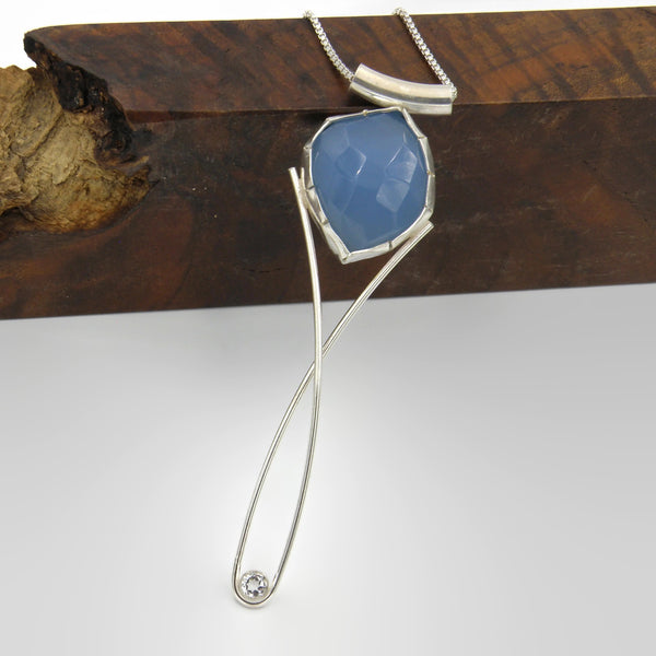 Chalcedony Long Elegant Statement Necklace