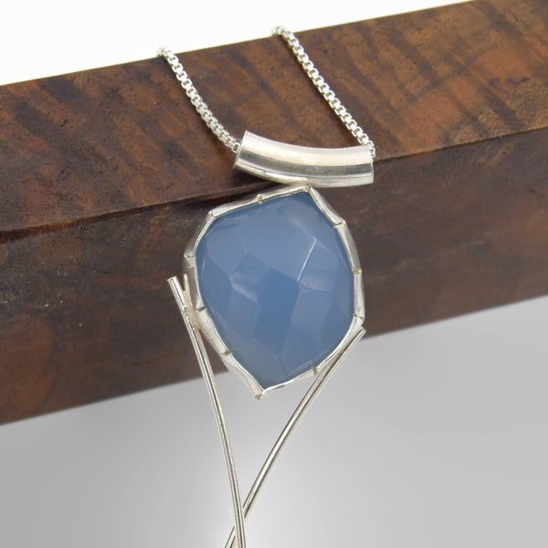 Chalcedony Long Elegant Statement Necklace
