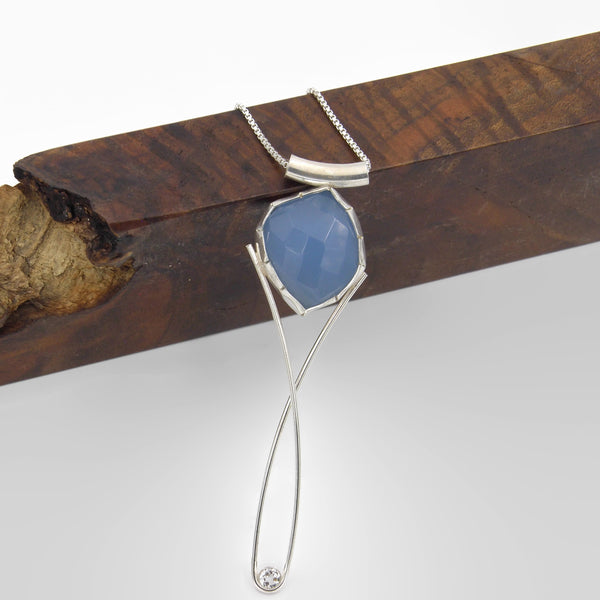 Chalcedony Long Elegant Statement Necklace