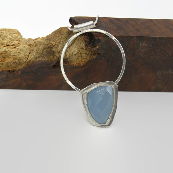 Chalcedony Circle Long Elegant Statement Necklace