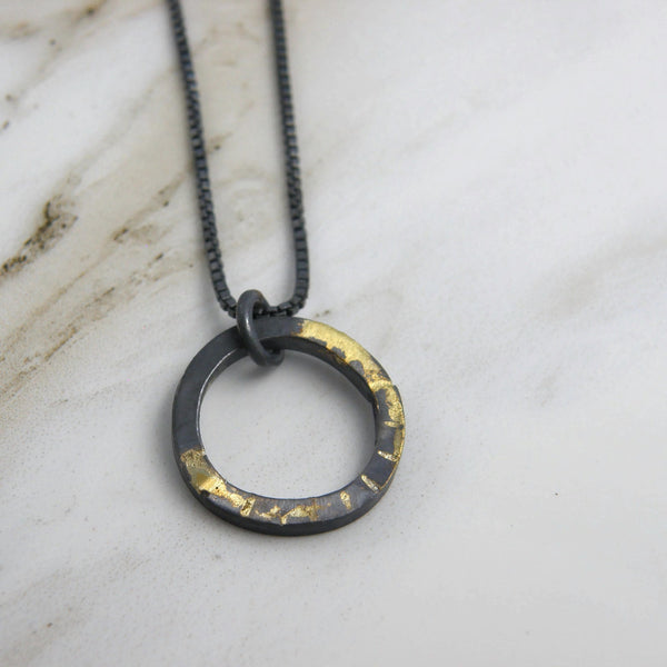 Gold Inlay Fulfillment Circle Necklace