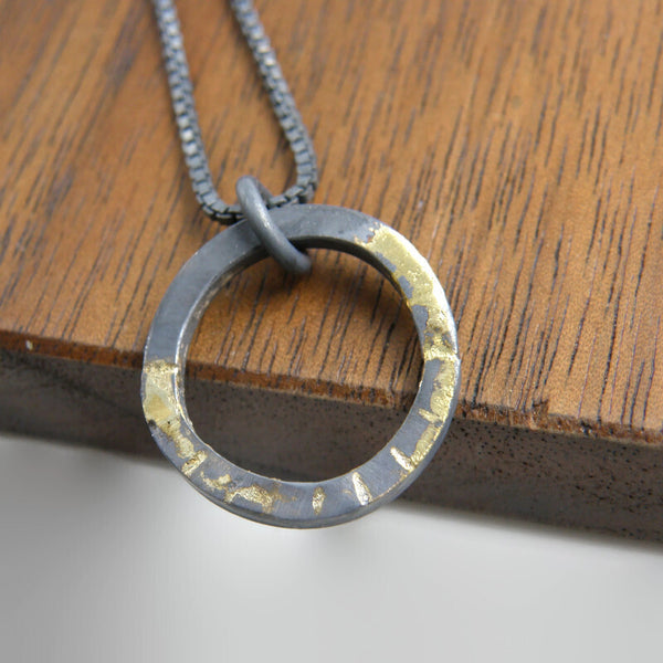 Gold Inlay Fulfillment Circle Necklace
