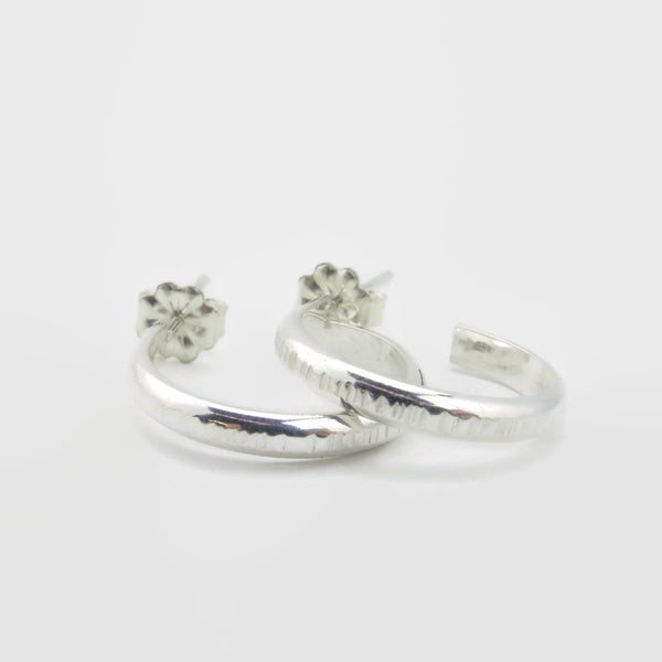 Small Grooved Silver Hoop StudsSmall Grooved Silver Hoop Studs