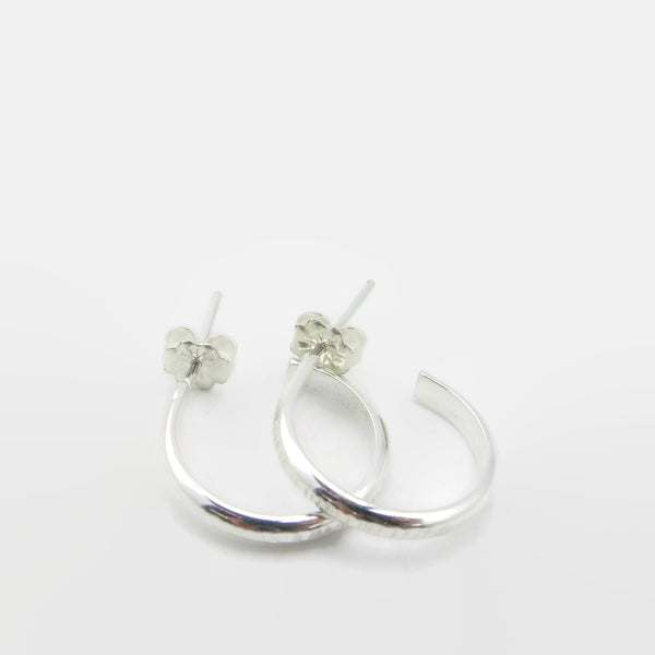 Small Grooved Silver Hoop Studs