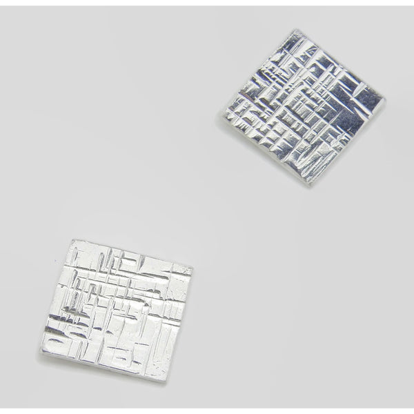 Silver Square Earrings- Linen Square
