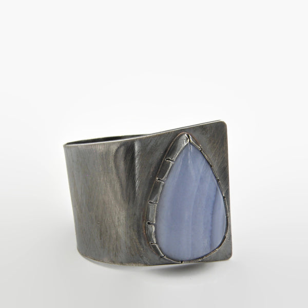 Blue Lace Agate Fold Over Ring