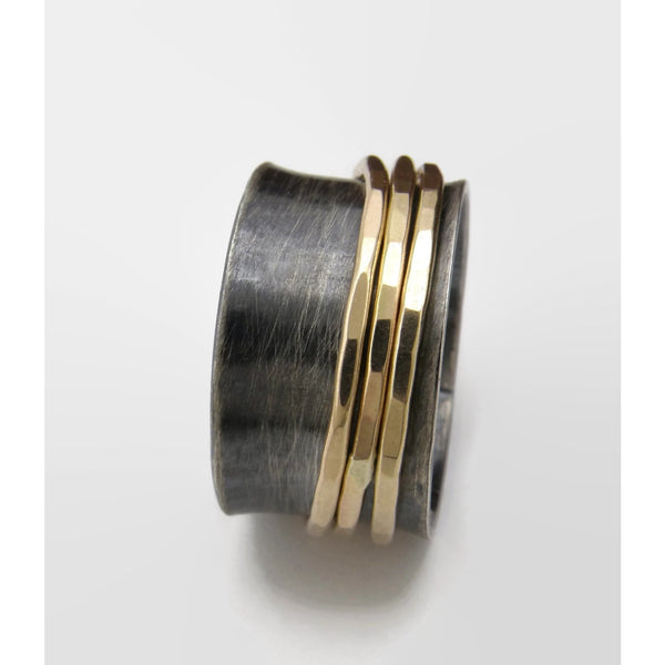 Black and Gold Fill Spinner Ring