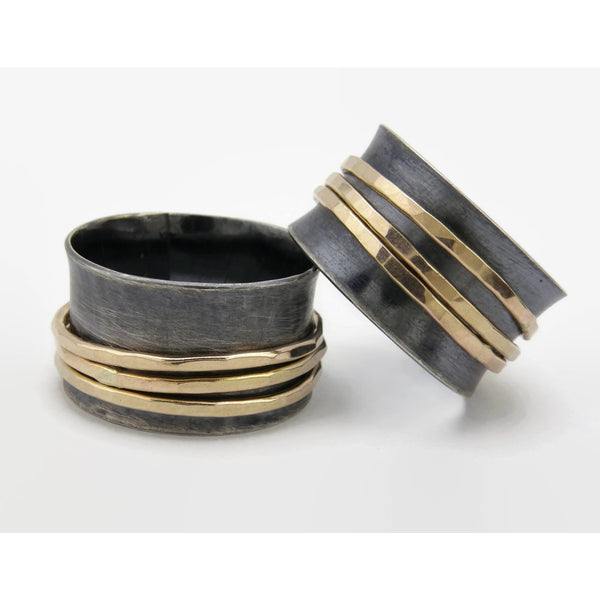 Black and Gold Fill Spinner Ring