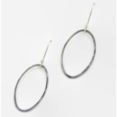Sterling Silver Black Oval Earrings