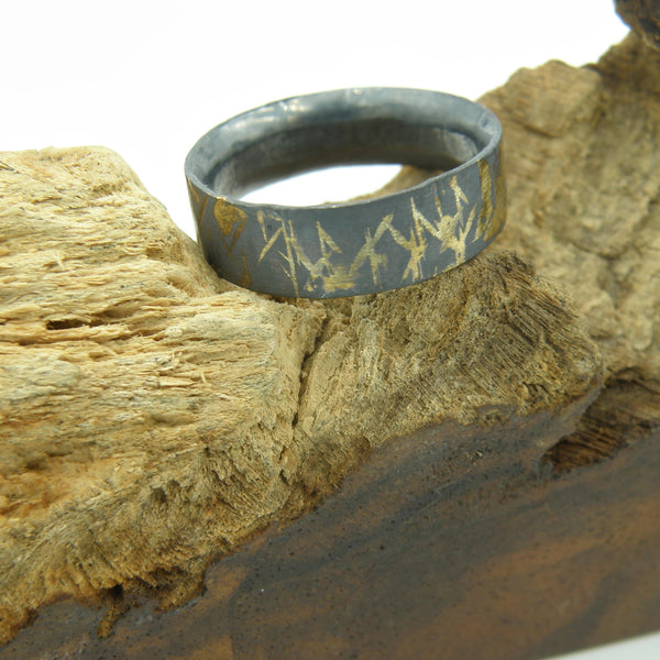 Gold Inlay Scars Comfort Fit Ring