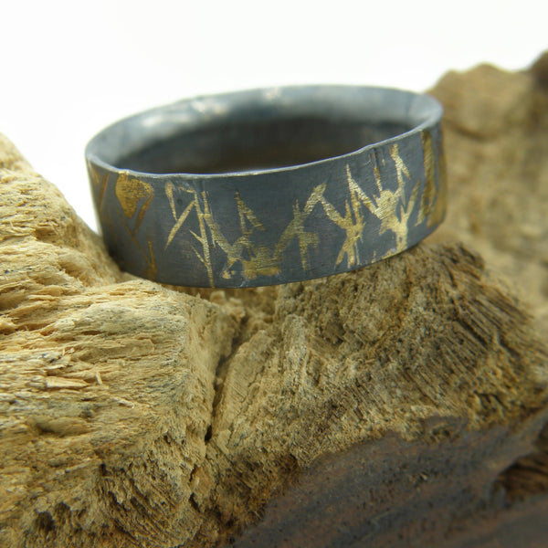 Gold Inlay Scars Comfort Fit Ring