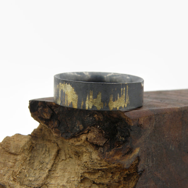 Gold Inlay Bumpy Road Comfort Fit Ring