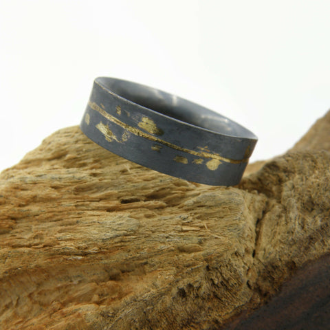 Gold Inlay Straight and Narrow Comfort Fit Ring